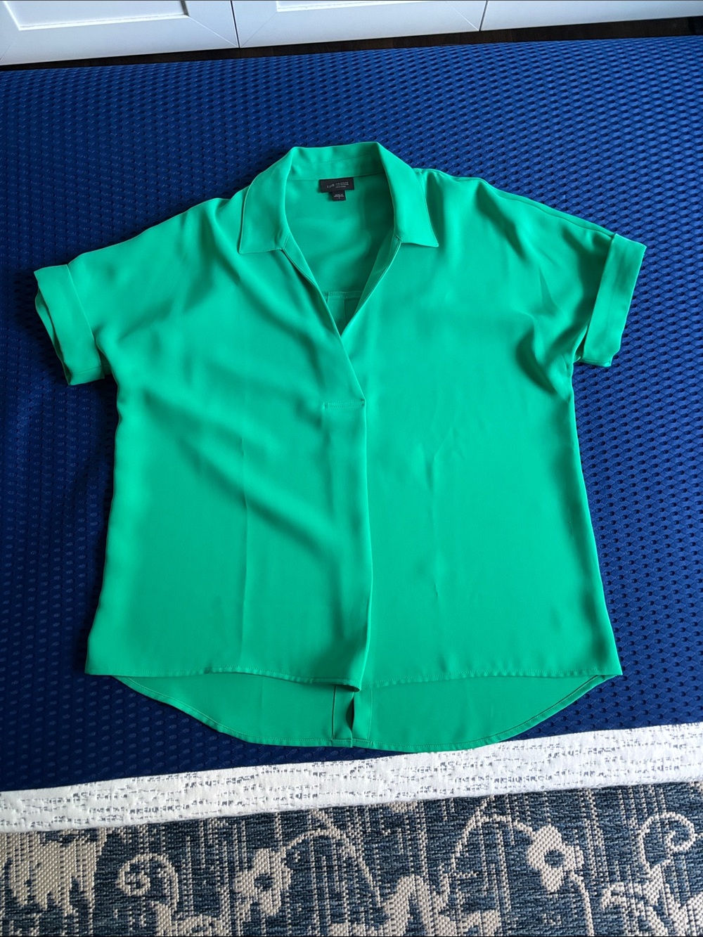 J. Jill Bright Green Short-Sleeve Collar Tunic size S